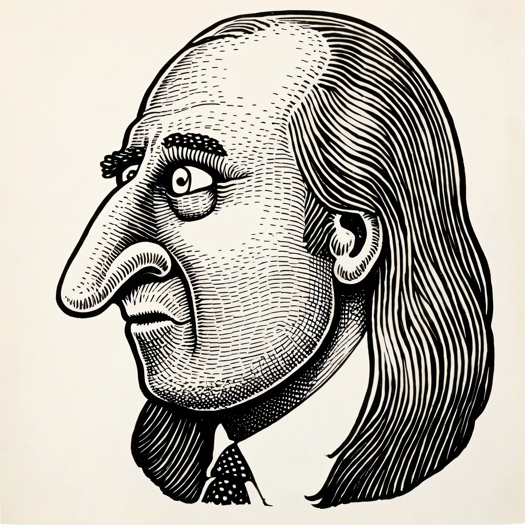 in basilwolverton style  hand drawn illustration of  george washington, pursed lips, spaghetti hair, detailed eyes, crisp lines