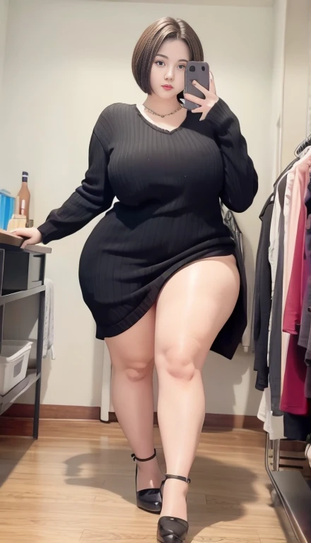 Short hair sexy bbw full body pose