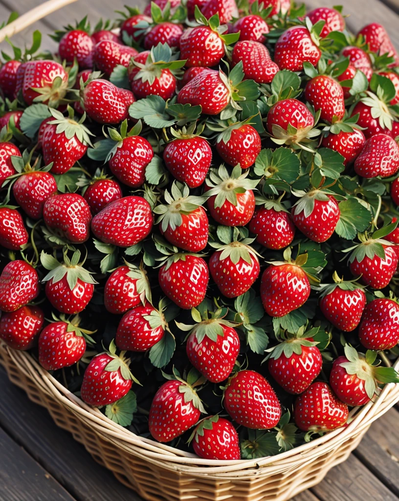 a strawberry,strawberry field,strawberry field with sunlight,glowing strawberries,ripe strawberries,strawberry patch,strawberry plants,fresh strawberries,strawberry farm,strawberry bushes,strawberry leaves,strawberry flowers,strawberry vines,strawberry greenhouse,strawberry greenhouse interior,strawberries in baskets,strawberries on wooden table,strawberries in sunlight,detailed strawberries,hyper realistic strawberries,photorealistic strawberries,(best quality,4k,8k,highres,masterpiece:1.2),ultra-detailed,(realistic,photorealistic,photo-realistic:1.37),HDR,UHD,studio lighting,ultra-fine painting,sharp focus,physically-based rendering,extreme detail description,professional,vivid colors,bokeh