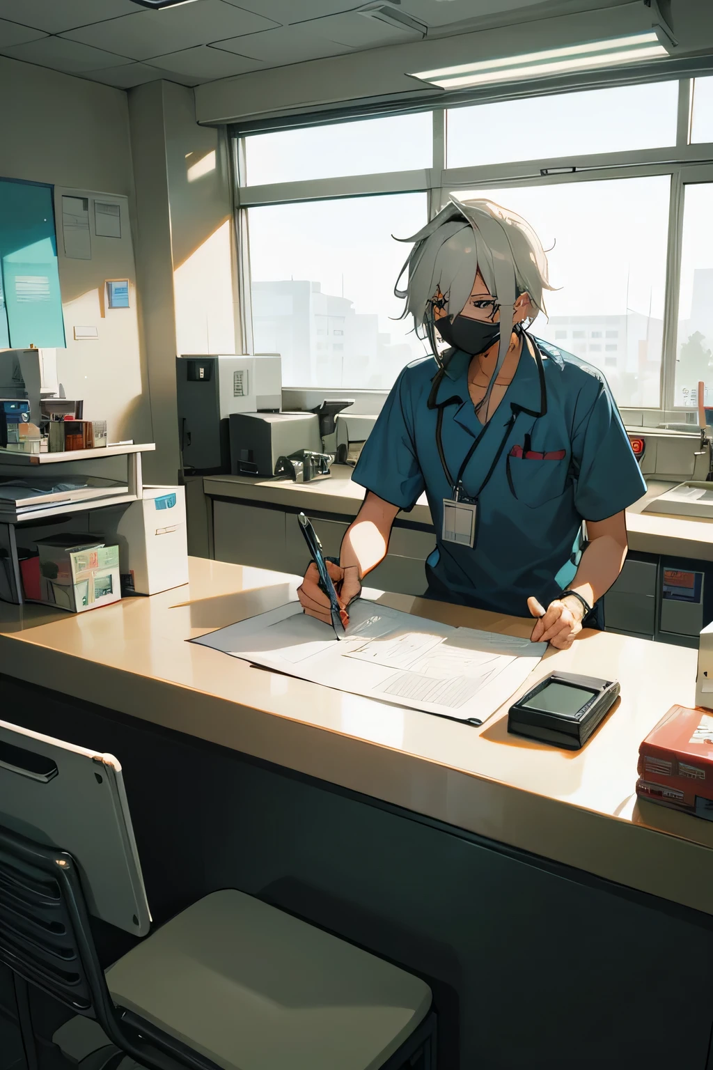 hospital,man,counter