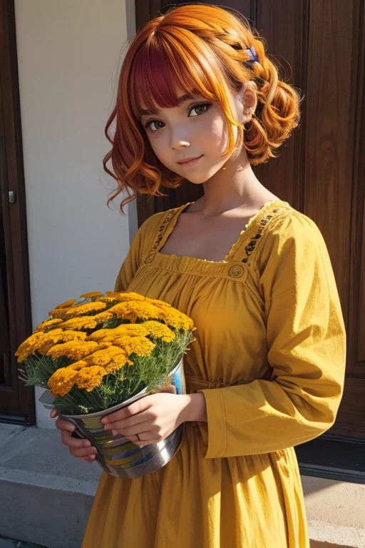 Girl with marigold hair.