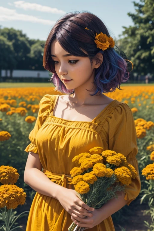 Girl with marigold hair.