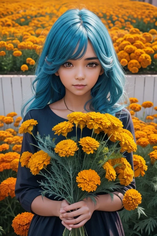 Girl with marigold hair.