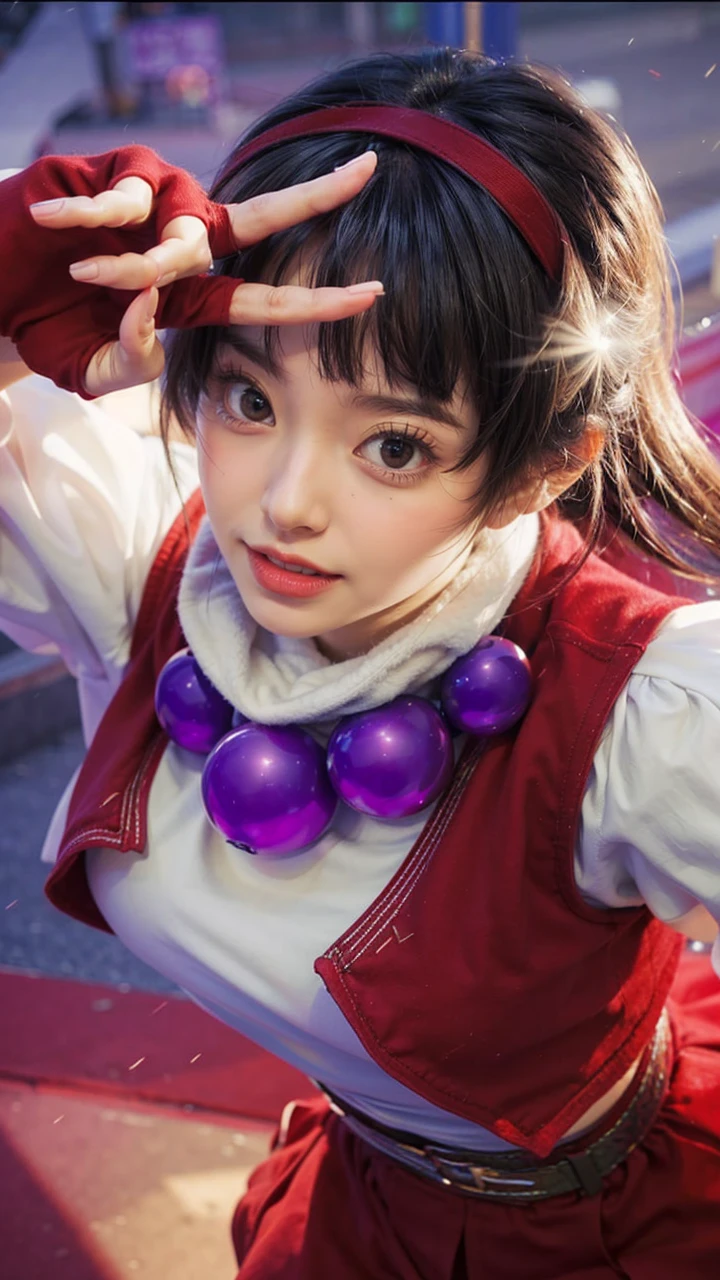 8K,RAW photogr,Best quality at best,tmasterpiece,(actual,Photorealistic:1.37),(looking at viewert:1.331),posing on a,street Tokyo,1个Giant Breast Girl,Moyou,