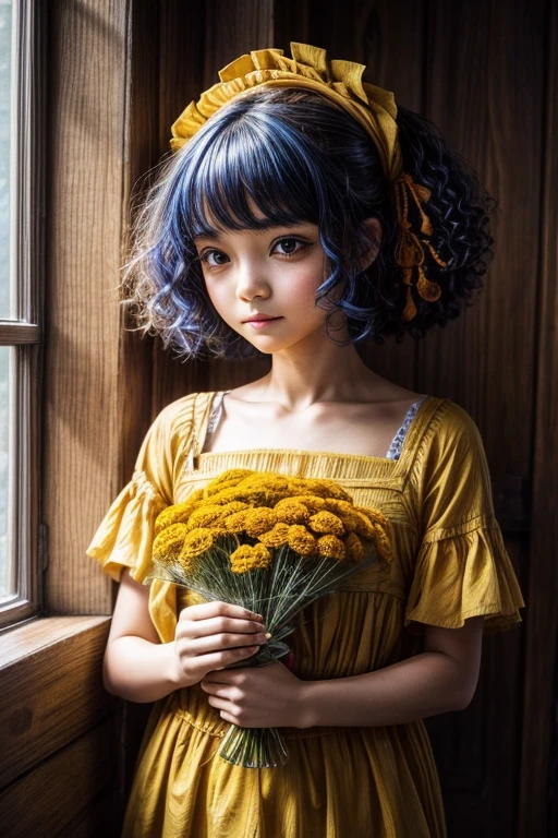 Girl with marigold hair.