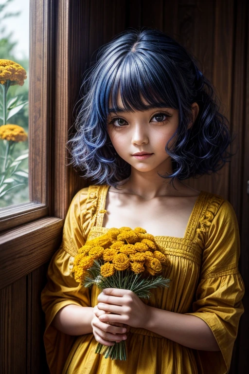 Girl with marigold hair.
