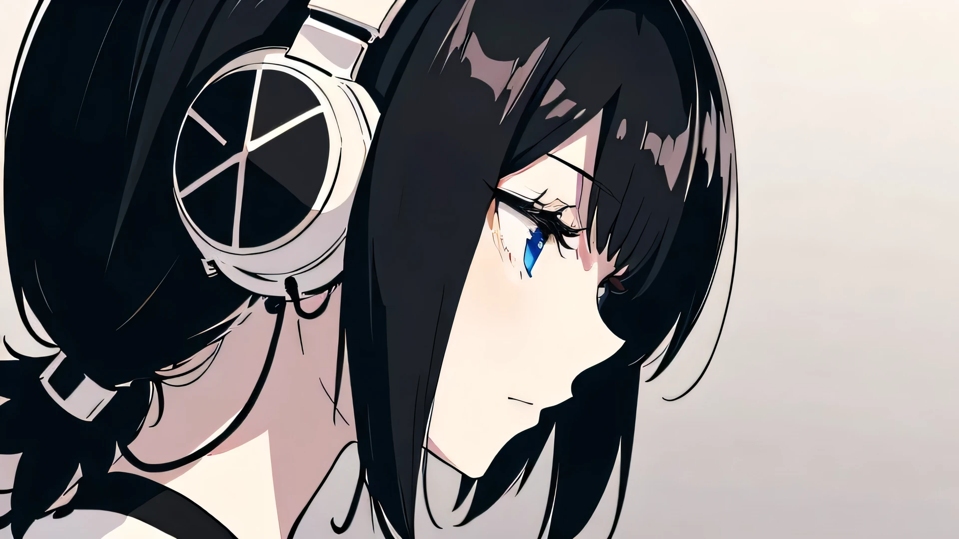 Anime girl wearing headphones,Handheld drink,black and white manga style,nightcore,pixiv style,Two-dimensional style,anime girls drink Energy drink,Brief introduction:Lauriet,anime lover。