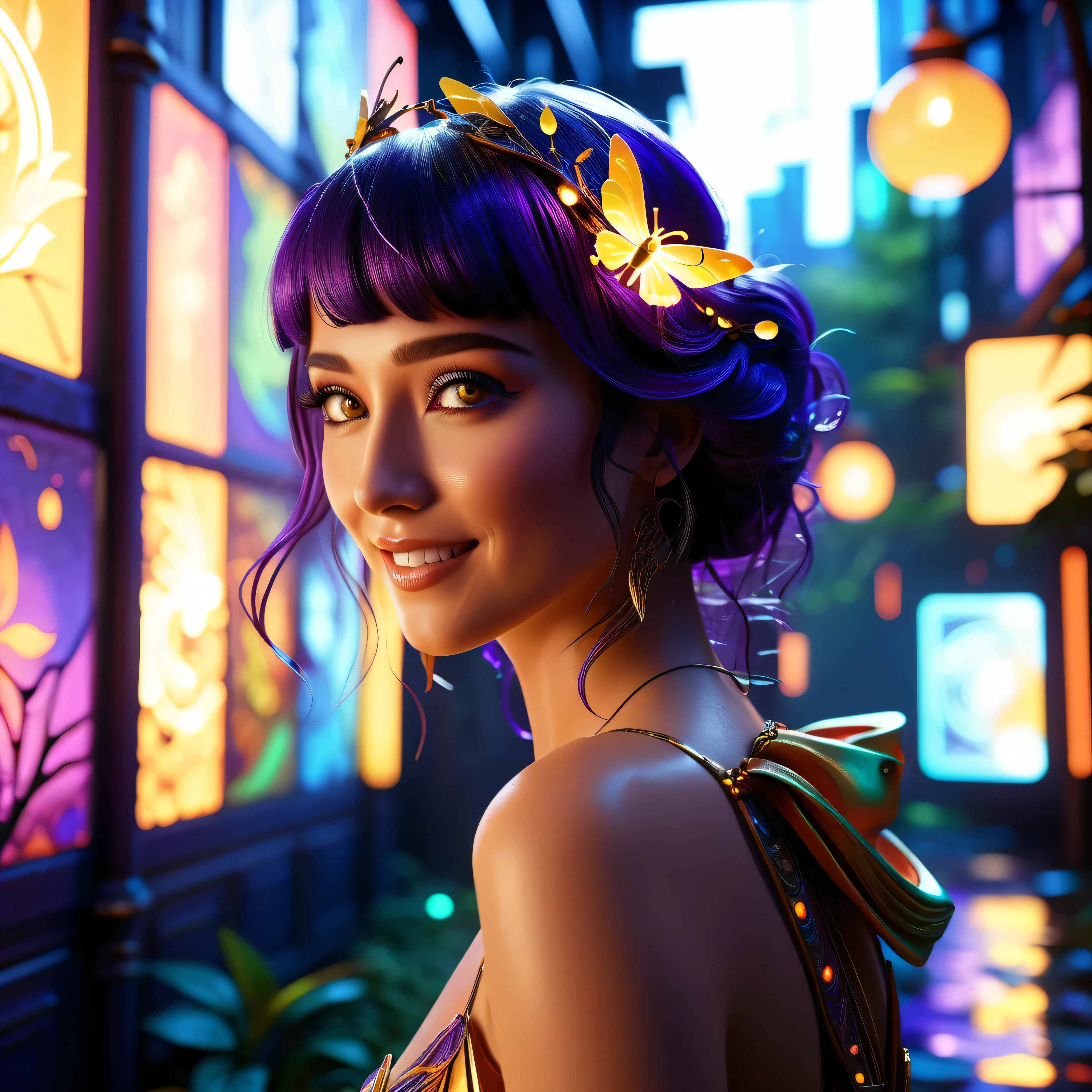 1girls, ,,Simper smile, High-definition image, a woman, her hair adorned with glowing fireflies, eyes shimmering with enchantment. Dressed in a gown made from woven moonlight, she stands in a mystical forest where trees come to life. The scene, bathed in the ethereal glow of the fireflies, captured in the style of a magical forest artwork., (masterpiece, best quality, official art,intricate details:1.2),surrealism Salvador Dali matte background melting oil on canvas cyberpunk 2099 blade runner 2049 neon synthwave neon retro heavenly sunshine beams divine bright soft focus holy in the cloudsby artist Key Visual, Japanese Manga, Pixiv, Zerochan, Fantia Hyperrealistic, splash concept art, mid shot, intricately detailed, color depth, dramatic, 2/3 face angle, side light, colorful background graffiti art, splash street spray, high contrast, colorful polychromatic, ultra detailed, ultra quality, CGSociety Pixar, Disney, concept art, 3d digital art, Maya 3D, ZBrush Central 3D shading, bright colored background, radial gradient background, cinematic, Reimagined by industrial light and magic, 32k ultra high-resolution post processing a masterpiece, 32k high-resolution, dark fantasy concept art, by Greg Rutkowski, dynamic lighting, hyperdetailed, intricately detailed, Splash screen art, trending on Artstation, deep color, Unreal Engine, volumetric lighting, Alphonse Mucha, Jordan Grimmer, purple and yellow complementary colours Mark Brooks and Dan Mumford, comic book art, perfect, smooth abstract vector fractal, wave function, Zentangle, 3d shadingdetailed matte painting, deep color, fantastical, intricate detail, splash screen, complementary colors, fantasy concept art, 32K ultra high-def trending on Artstation UnrealEngine5 Cinematic film still, shot on v-raptor XL, film grain, vignette, color graded, post-processed, cinematic lighting, 35mm film, live-action, best quality, atmospheric, a masterpiece
