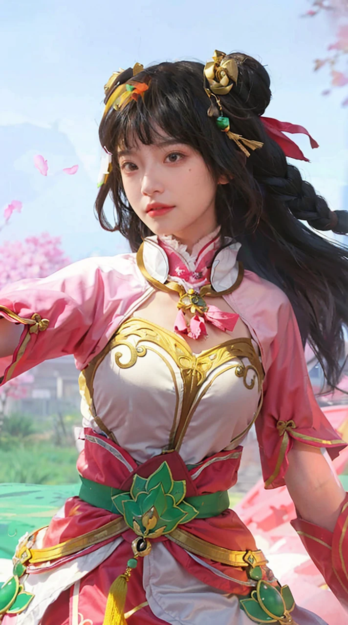 8k,best qualtiy,tmasterpiece,Ultra-high resolution,(Reality:1.4),offcial art,RAW photogr,(True skin texture:1.3),(filmgrain:1.3),(Selfie angle),1个Giant Breast Girl,Beautiful eye and face details,tmasterpiece,Best quality at best,closeup cleavage,full bodyesbian,looking at viewert,Daogu,Background of the Taoist temple,Taoist costumes,Stunning character art,Ray traching