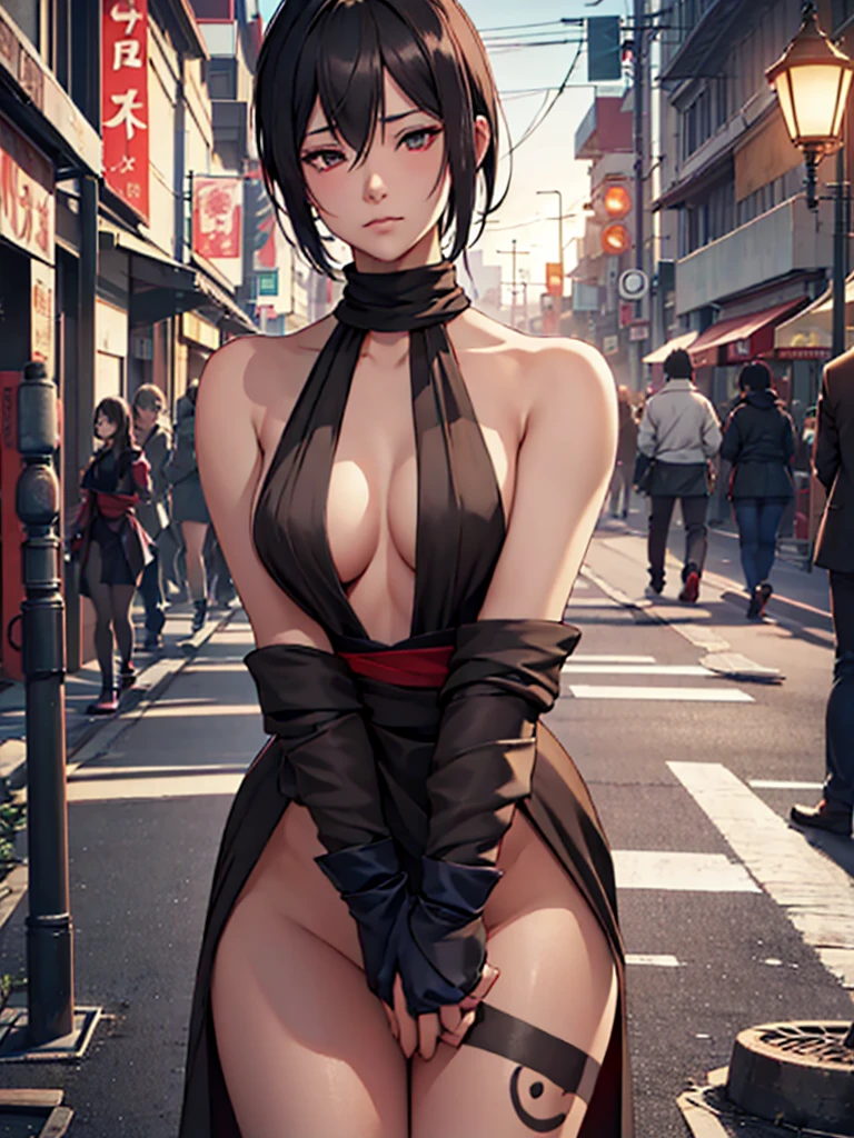 (masterpiece、top-quality、hight resolution、Unity 8k、extremely details CG:1,Best Picture),Sex workers, prostitution, No people, night streets,nsfw, shikims, gloves, bare shoulders, ninja, japanese clothes, tattoo, sideboob