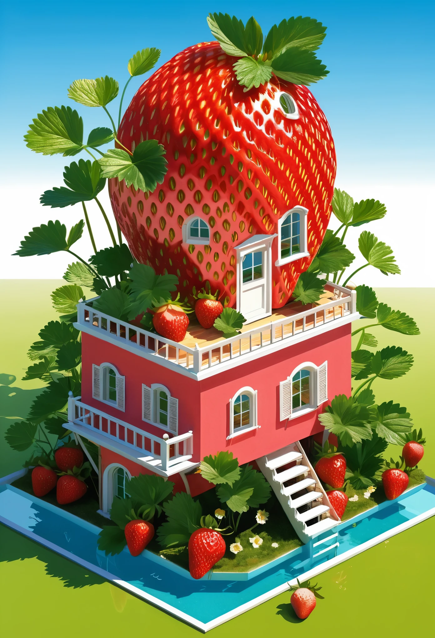 Millefiori glass style ，A strawberry