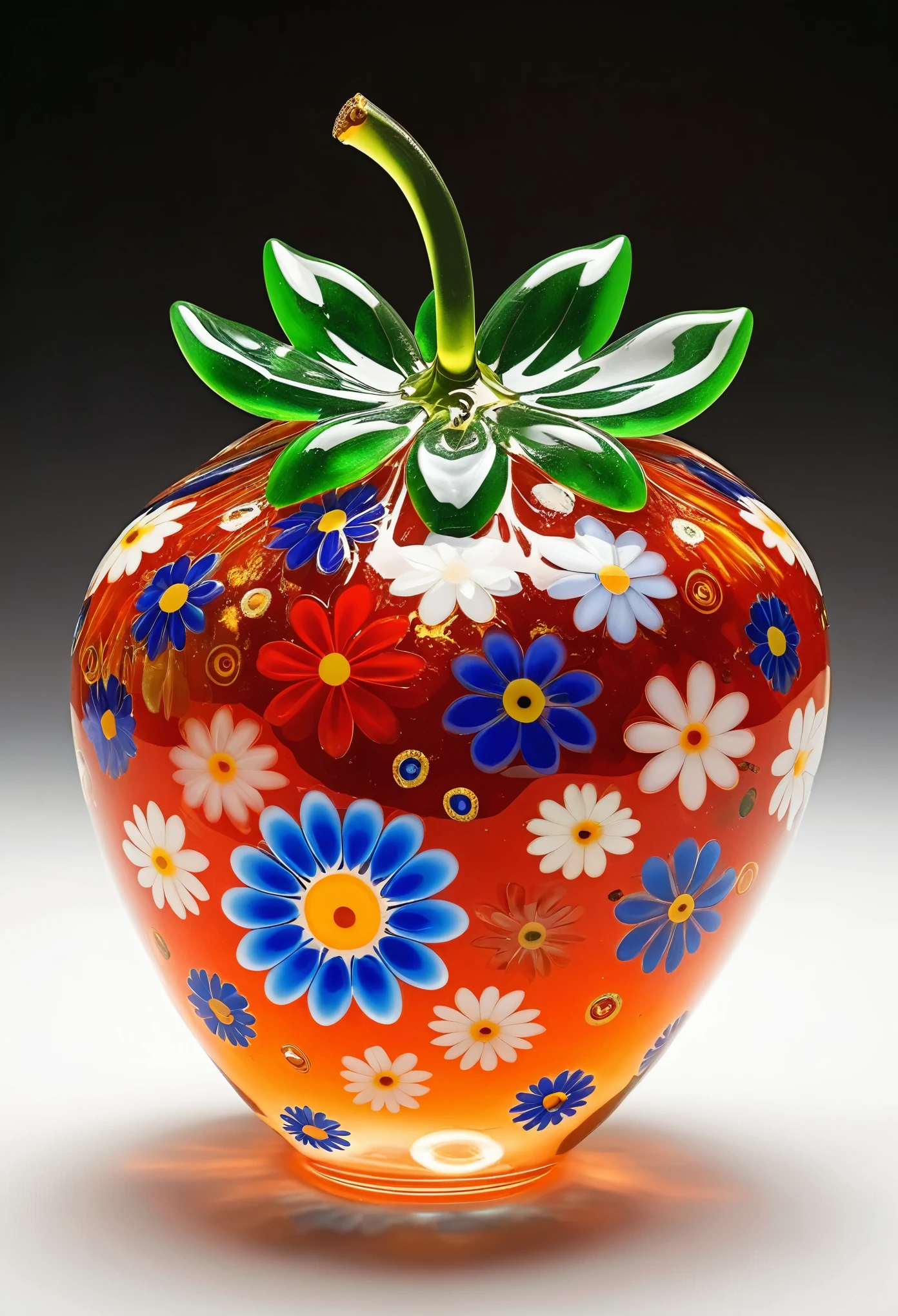Millefiori glass style ，A strawberry