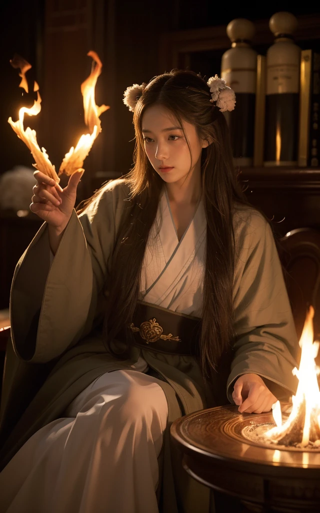 女祭司的身体由带有燃烧光环的fire山灰云构成, Mark Mann (Mark Mann) 的完美fire热摄影, WLOP, albrecht durer, WLOP, soft wet color, Complex and meticulous, amazing, fire, smokes, beautiful, cloudy, Fluffy, static charge, Sacred Iconography, A work of art by a fast engineering supervisor