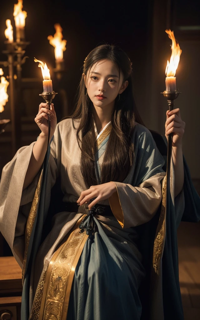女祭司的身体由带有燃烧光环的fire山灰云构成, Mark Mann (Mark Mann) 的完美fire热摄影, WLOP, albrecht durer, WLOP, soft wet color, Complex and meticulous, amazing, fire, smokes, beautiful, cloudy, Fluffy, static charge, Sacred Iconography, A work of art by a fast engineering supervisor