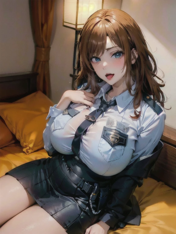 (masterpiece:1.2), (Military uniform magazine cover:1.4),best quality,PIXIV,Sweet girl , sexy posture,1girl, (perky chest:1.2), rolling upskirt by wind:1.6, (with sparkling eyes and a contagious smile),open mouth, (pointed chest:1.2),fishnets, black hair, boots, long hair, black nails, skirt, shirt, solo, black footwear, bag, black skirt, jewelry, jacket, on head, black jacket, thigh strap, bangs, necktie, earrings, nail polish, multicolored hair, looking at viewer, full body, bottle, own hands together, belt, jacket on shoulders, food, cats on head, black necktie, ring, choker, english text, collared shirt, blue eyes, platform boots, hat, lace-up boots ,masterpiece、highest quality、Very detailed、An illustration、Beautiful fine details、One Girl、cute、Detailed landscape、Training Room Background:1.4、Platinum Blonde Hair、Braided Ponytail、Red camisole、((D cup breasts, Tank top showing underboob:1.3))
