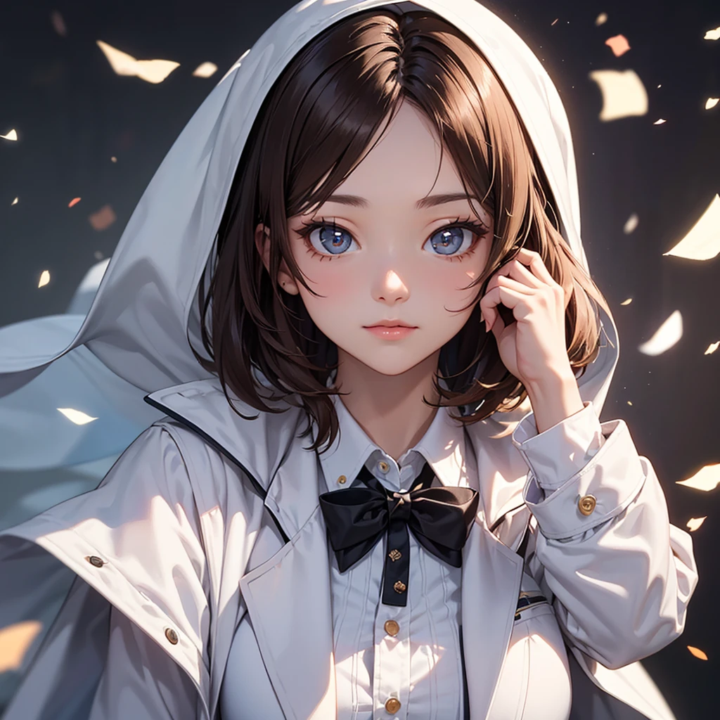 CG, Unity, 8k, wallpaper, Highest quality, masterpiece, Lovely lady, 18-year-old, Brown hair short cut, White skin, Best lighting, Complex pupil, Intricate weaving,professor,Wearing a white coat,harf body