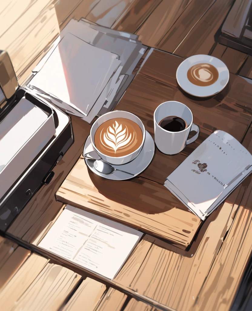Wooden table。coffee。