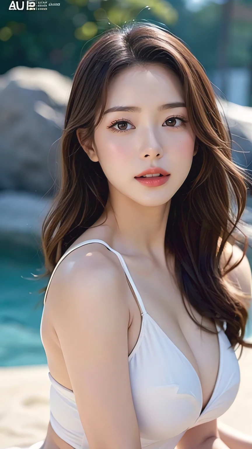 An ultra-realistic 8K photograph capturing a breathtakingly beautiful anthropomorphic as she gracefully rests on the surface of a serene ocean. She wears a swimsuit, her flowing blond hair cascading in gentle waves, and her skin radiating with a hyper-realistic shine. The stunning composition, evokes a sense of admiration with its hyper-detailed and hyper-emotional portrayal. Epic cinematic lighting enhances the scene, immersing the viewer in a mesmerizing visual experience. Presented in an 32K UHD resolution, this photograph exhibits an expressive style, reminiscent while maintaining an impressive level of realism and detail. Ethereal Allure: Captivating Presence Immerse yourself in the mesmerizing world of captivating allure with this dynamic magazine cover. As a talented actress and beloved idol, she commands attention with her striking presence and ethereal beauty. In this lifelike portrayal, she stands tall, her perfect body shape and gaze fixed directly on the viewer. Her face, delicate and exquisite, is framed by beautiful hair, with red glossy lips adding a touch of allure to her beautiful features. 1girl, full body, (realistic), optical illusion, (embedded within a stunting backdrop), cinematic colors, beautiful, best quality, super details, feminine lighting, With a standing pose and a look of confidence in her big eyes, she exudes an irresistible charm that is sure to captivate fans and admirers alike. This magazine cover celebrates her unparalleled beauty and talent, cementing her status as a true icon in the world of entertainment.