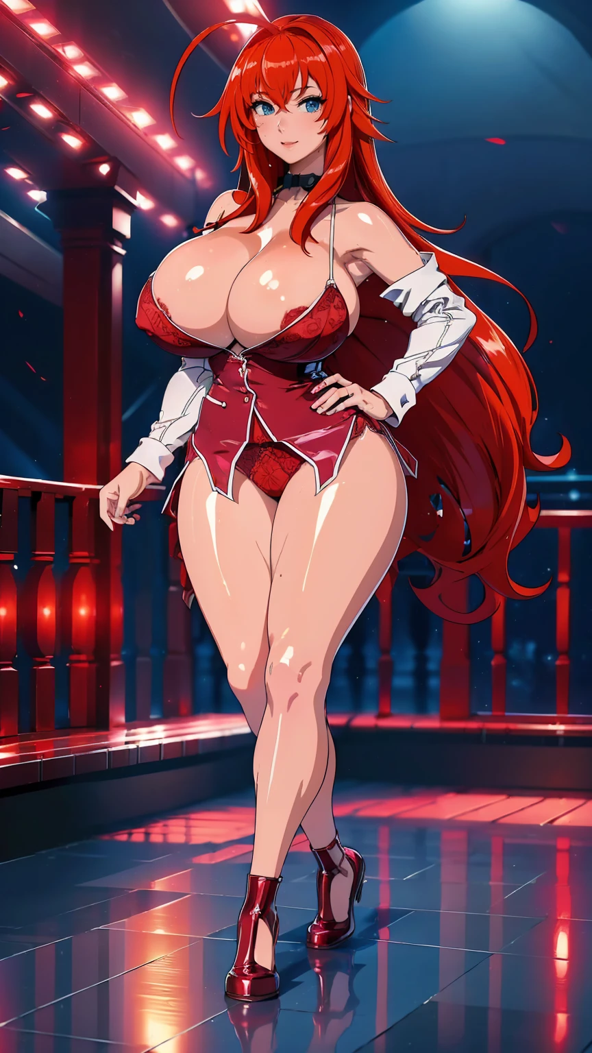 (best quality). (Ultra Detalhado). (1girl), Olhando para o Viewer. (Antecedentes detalhados). belos olhos detalhados. rosto delicado e bonito. (high saturation), seios grandes, droopy breasts, (((sexy cleavage))), (((sexy legs))), (((shiny skin))), (((oiled skin))), (((breasts Focus))), (((off shoulders))), (((sexy date red lingerie outfit))), (((gigantic breasts))), (((in the nightclub))),