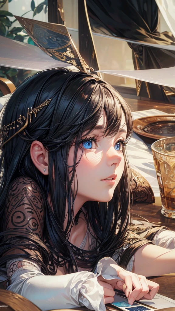 (table top, digital art, digital illustration, 4K, 8ก, Very detailed, beautiful picture, Sharp picture, realistic, raw photos, perfect face, perfect lines, perfect eyes, soft light)