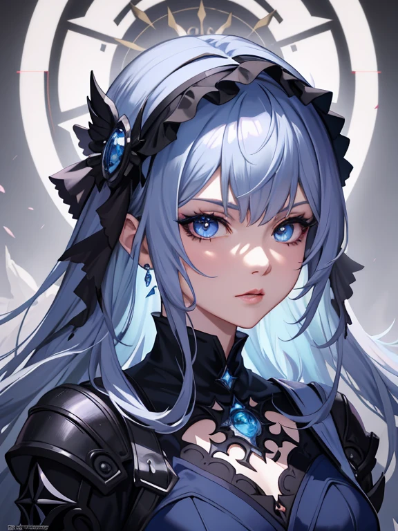 Anime girl with blue eyes and gothic makeup, Detailed digital anime art, Guviz-style artwork, Stunning anime face portrait, wlop rossdraws, 8K high quality detailed art, 4k highly detailed digital art, detailed matte fantasy portrait, rossdraws portrait, Guweiz on ArtStation Pixiv, Fantasy art style, Fanart Meilleure ArtStation，Tattoo removal