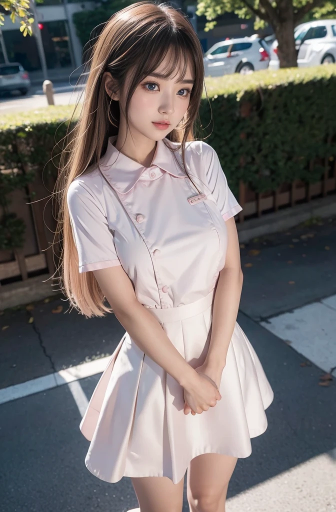 Bar,1girll,twintails,brown  hair，Qi bangs，curlies,maid,Flying,White sailor suit and short skirt,pink bows,-yeld fee model,Side,