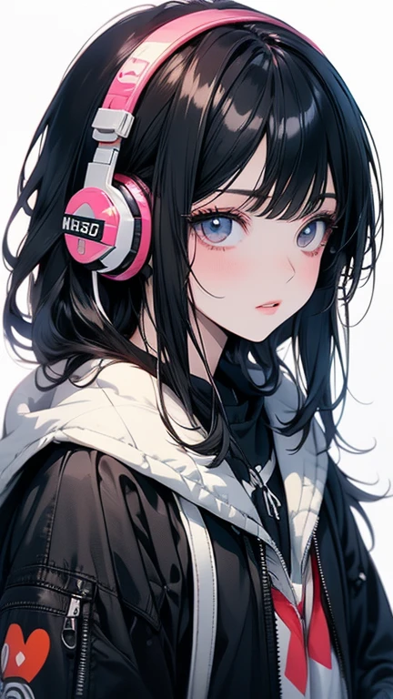 (masterpiece:1.4)、(Highest quality:1.4)、Anime girl with headphones and backpack looking at cell phone, Anime Style 4k, (Very delicate and beautiful face), (Beautiful eyes in every detail), デジタルAnime Art, Nightcore, Digital anime illustration, Anime Art, Super Detail, cyber punk,