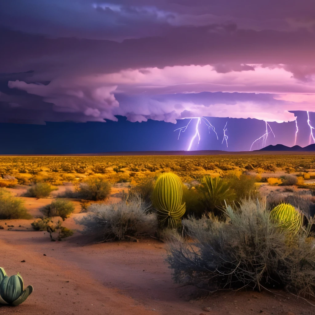 Lightning storm coming across an Arizona desert.