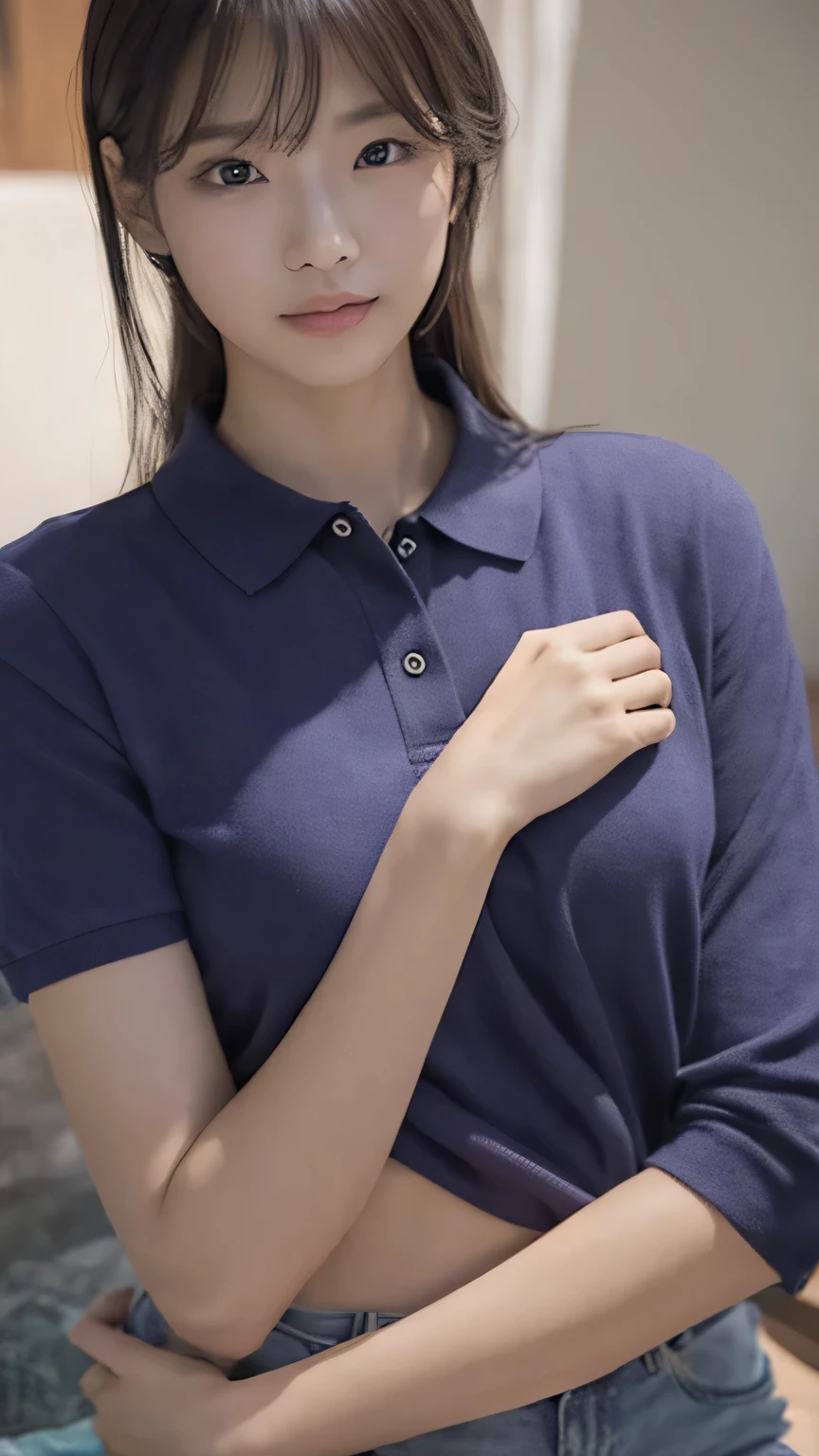 Chest is held together in both arms、Polo shirt、