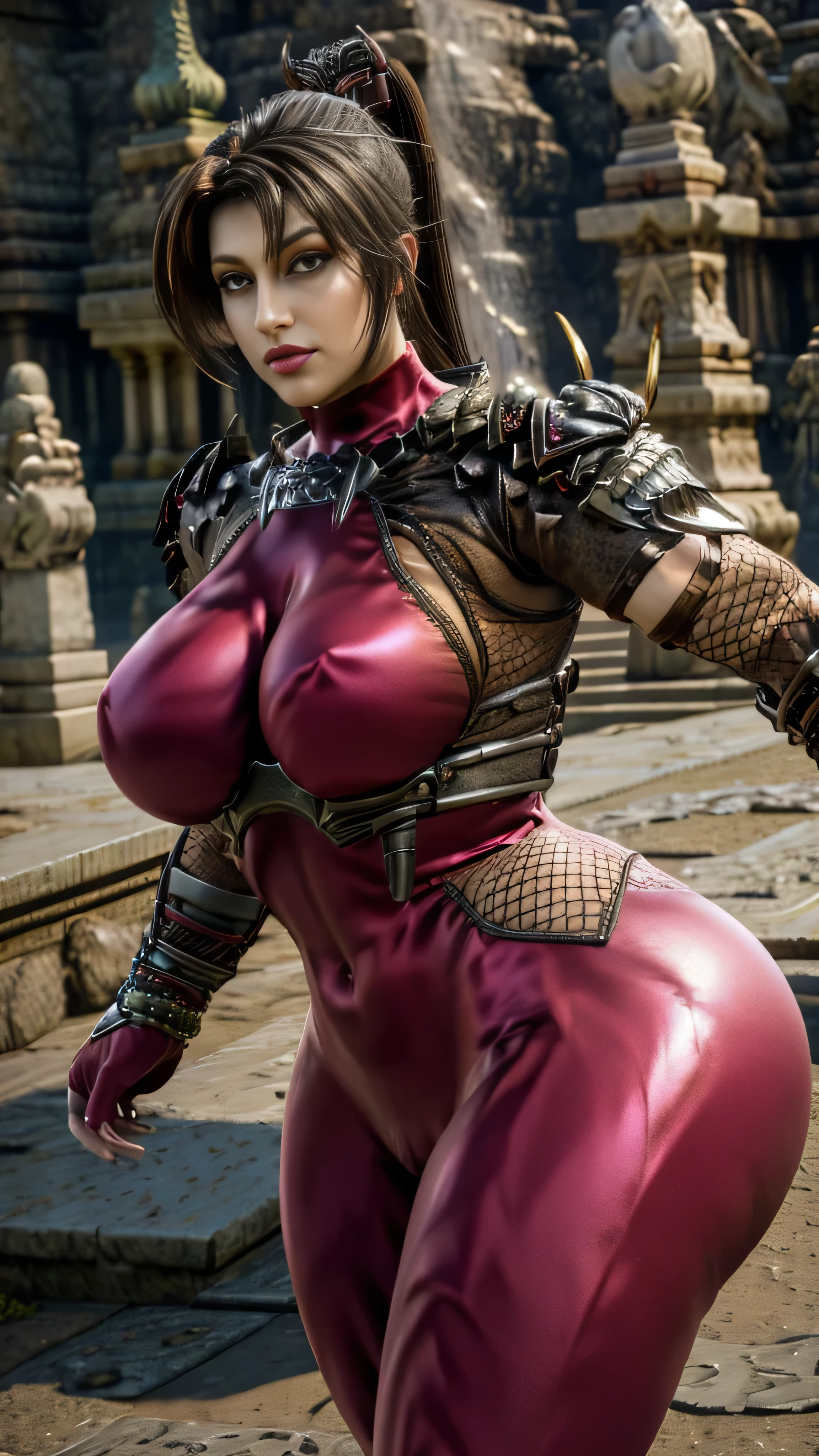 Kunoichi Photos,One woman,Mature Woman,Tall Woman,Wide Hips,Toned body,Wide Hips,Toned body,Action pose, (masterpiece:1.4), (Highest quality:1.4), (Realistic:1.4), like that_Soul Calibur_iwife,Shine,Bodysuits,ponytail,Ninja,gloves,(Large Breasts:1.4),armor,Long Hair,Fits perfectly to the skin,Brown eyes,arms,sword,Brown Hair,fingerless gloves,Fishnet tights,shoulder armor,elbow gloves,lips,bangs,Holding,red Bodysuits,hair ornaments,Arm guard,Holding arms,Scapula,Camel Toe,(Huge breasts:1.4),sheath,Shiny clothes,Shiny,No sleeve,Abdominal muscles,turtleneck,high ponytail,Impossible clothes,compensate,Covered navel, red fishnet Bodysuits, Fishnet tights, fingerless gloves, Arm guard, shoulder armor, ( Incredibly large curvaceous hips), (Very big and voluptuous ass), (Incredibly thick thighs), (Shine肌), (Wet oily skin), Plus Size Model,( Incredibly large curvaceous hips), (Very big and voluptuous ass), (Incredibly thick thighs), (Shine肌), (Wet oily skin), Plus Size Model,