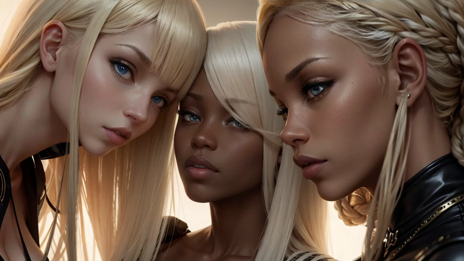 White a blond Womans fight african Womans Black Womans in african