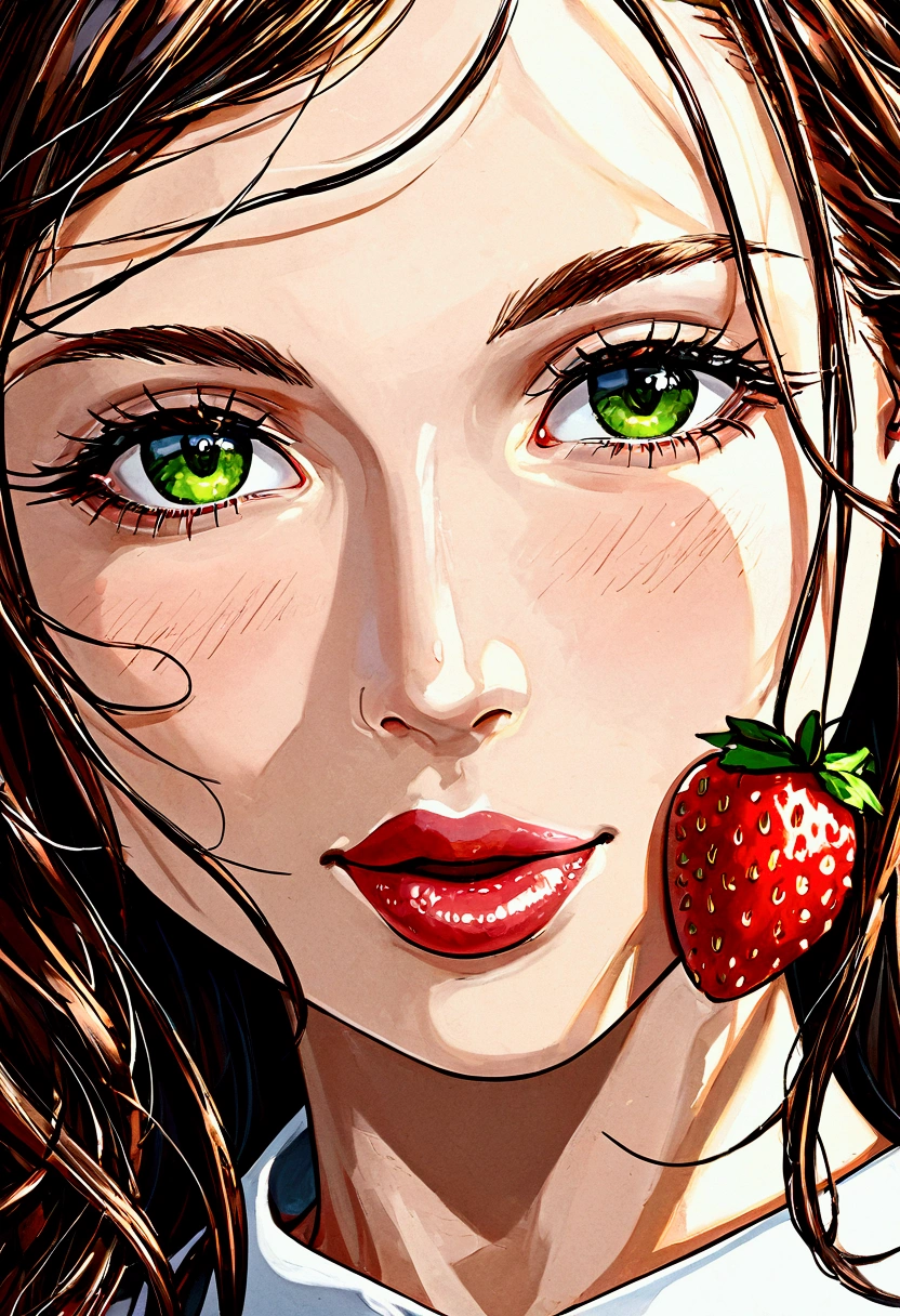 a strawberry, close up,