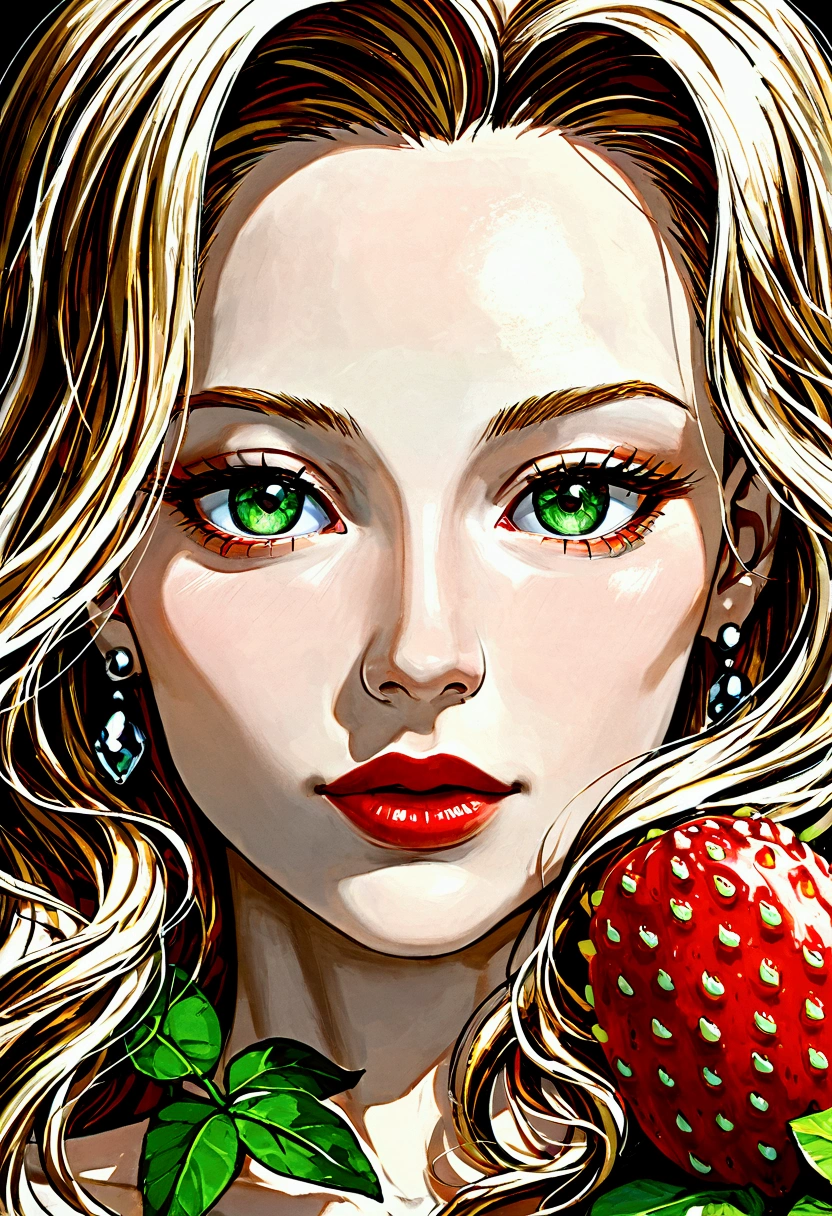 a strawberry, close up,