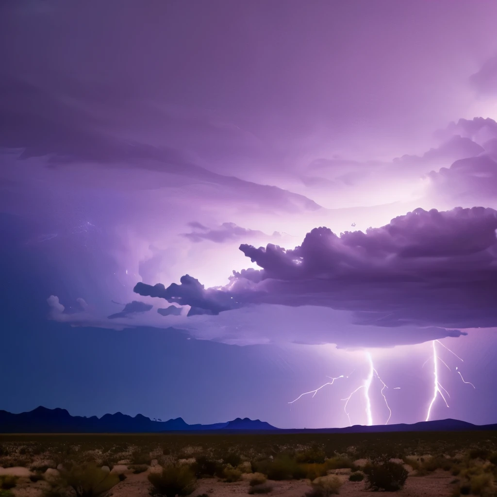 Lightning storm coming across an Arizona desert.