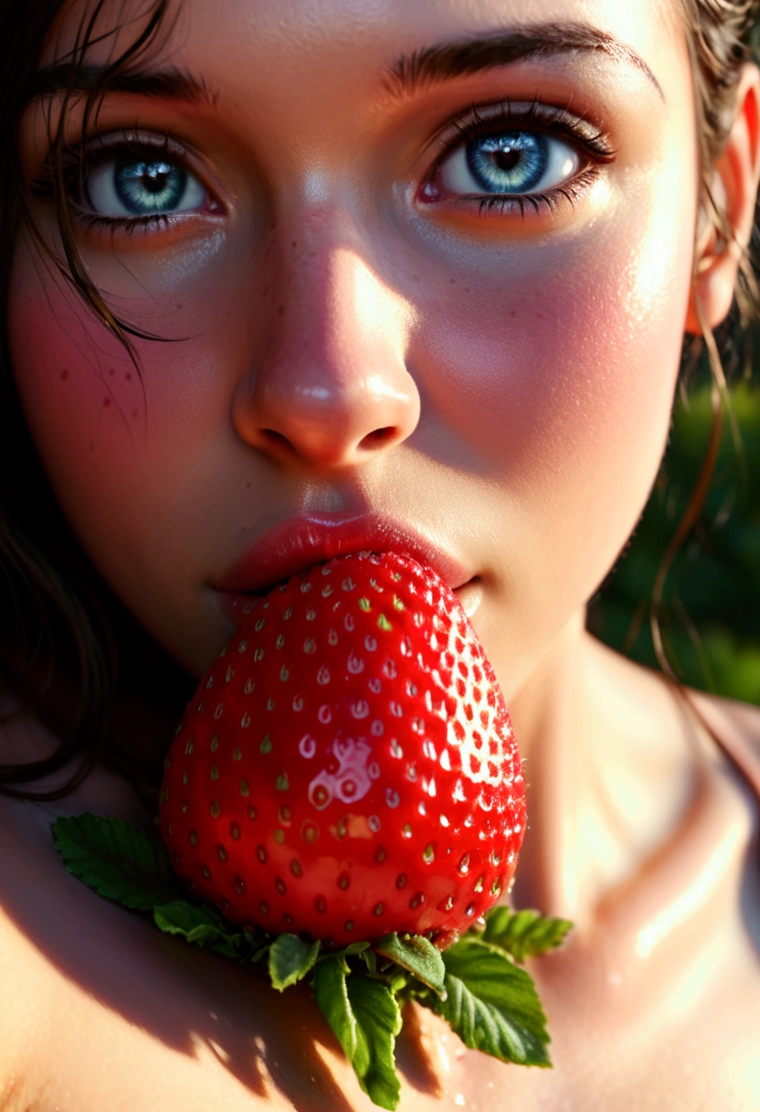 strawberry,close up,detailed,photorealistic,high quality,macro photography,vibrant colors,sharp focus,HDR,natural lighting,organic textures,glossy surface,juicy,ripe,fresh,realistic,studio lighting,8k