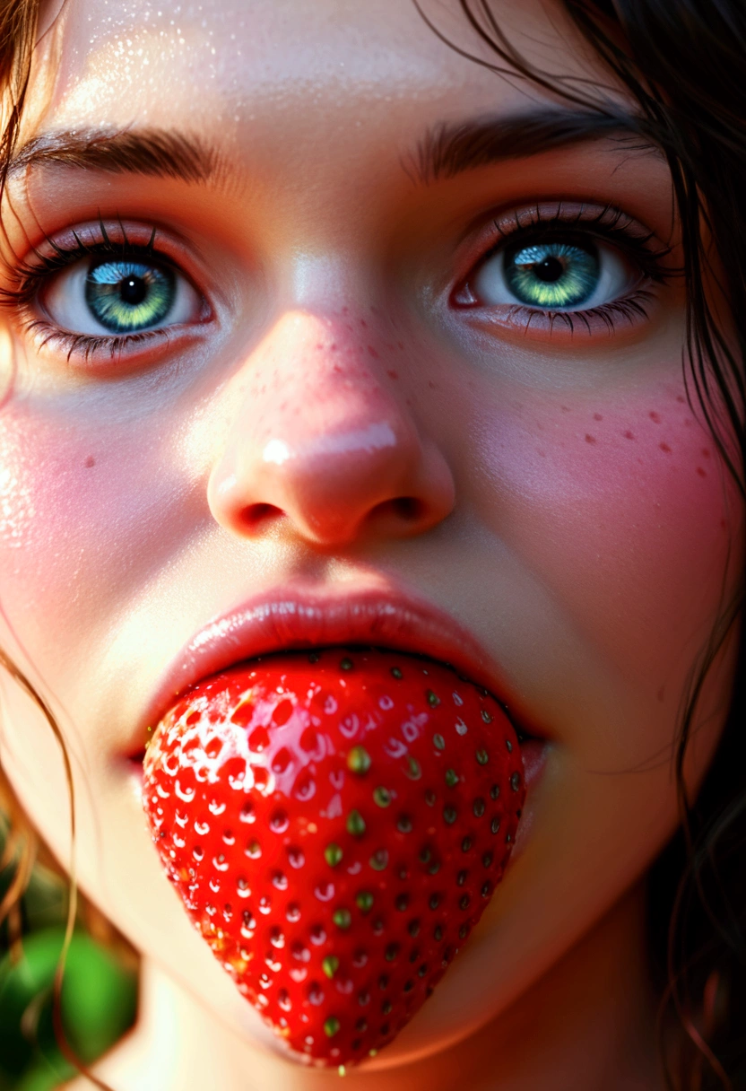 strawberry,close up,detailed,photorealistic,high quality,macro photography,vibrant colors,sharp focus,HDR,natural lighting,organic textures,glossy surface,juicy,ripe,fresh,realistic,studio lighting,8k