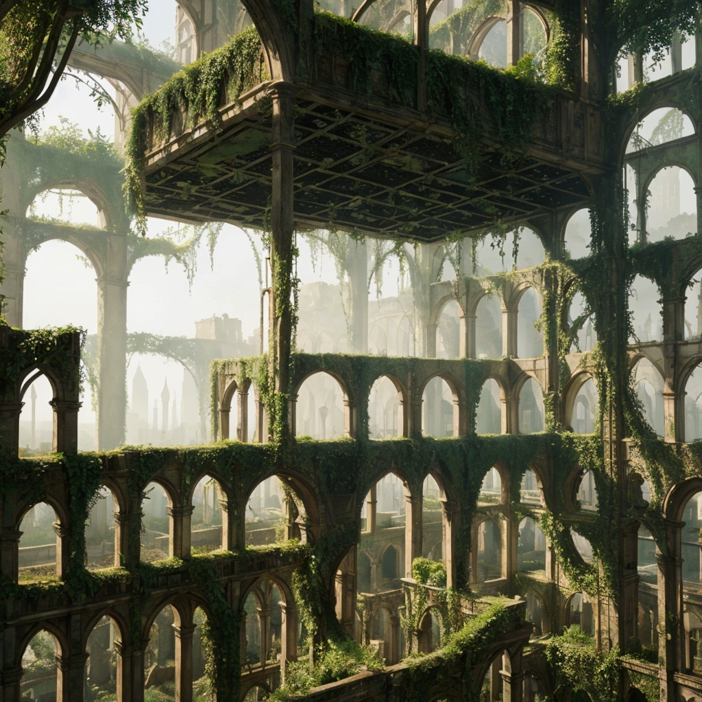 Ivy-covered ruins Dystopia