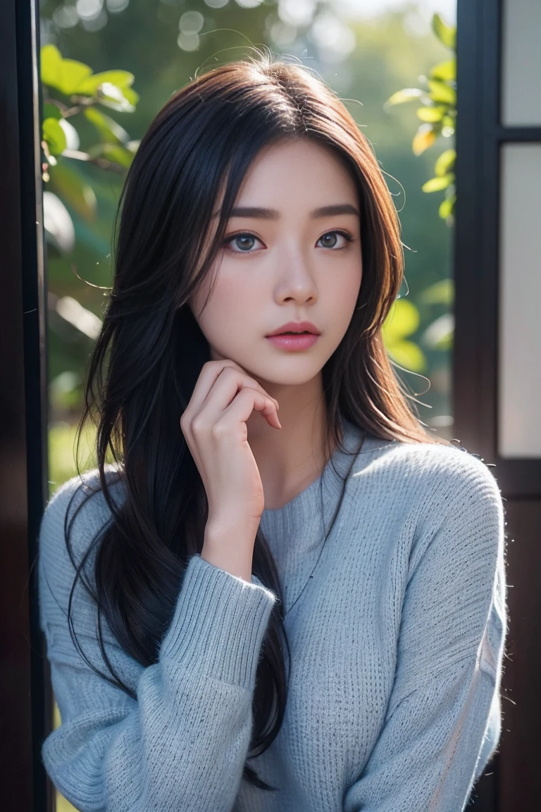 With a big sweater ((must)), Vietnamese idol,beautiful vietnamese girl, raw, analog, Nikon Z85mm, ((best quality)) ((Masterpiece)), complicated details, มีHighly detailed, Sharp focus, professional, photorealistic, After processing, Highly detailedสุด, Roughness, real life, ultra realistic, Optical Realism, photography, photography, light and shadow, (realistic, photo-realistic:1.37),miraculous, exquisite details, Masterpiece,best quality,official art, มีรายVery detailed CG unity 8k wallpaper,perfect work of art,Influencer, bag set, clothes, upper body, shiny hair, glowing blue eyes, Shiny skin, realistic,The perfect woman's figure, mature woman, small waist, look at viewer, charming,best quality ,Masterpiece, illustration, an extremely delicate and beautiful, มีรายVery detailed , miraculous, exquisite details, Masterpiece,best quality,official art,nonsense, incredibly nonsense, large file size, Very detailed, height, มีรายVery detailed,Beautiful and detailed girl, มีรายVery detailed brow eyes and face, Beautiful and detailed blue eyes,light on face,movie light,see through,look at viewer, jut, Reveal the buttocks.,Bust Cup F,NRF:1.5,Masterpiece, best quality, High quality, high definition, เนื้อสัมผัสHigh quality, เงาHigh quality, Highly detailed, Beautiful and detailed, exquisite detailsed, มีรายVery detailed cg, Fine texture, a realistic representation of the face, realistic, colorful, delicate, Cinema-grade lighting, On the side of the road, lens flare, Ray Tracing, Sharp focus, (complicated details, put on makeup, (detailed beautiful delicate face, detailed beautiful delicate blue eyes, A perfectly proportioned face, Highly detaileded skin, Fine skin, The best ratio is four fingers and one thumb., wide hips, smooth midriff, skinny and thin, alone ,(young), Highlight the face, upper body, detailed face, Torn mole, Bright white skin, long hairสีดำ((all hair)), long hair, large dark blue eyes, placed on the bar, clothesสไตล์สตรีทเต็มรูปแบบสีแดง, Red oversized t-shirt, red shirt