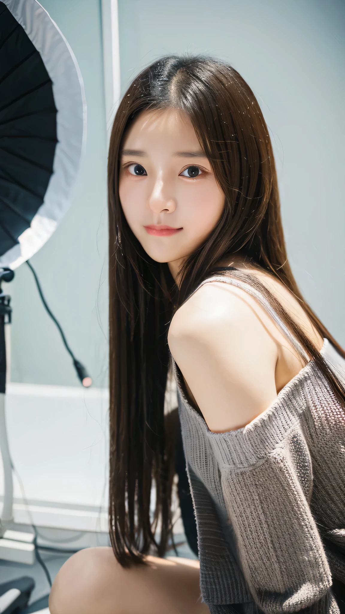 student girl korean cute face model studio photo double