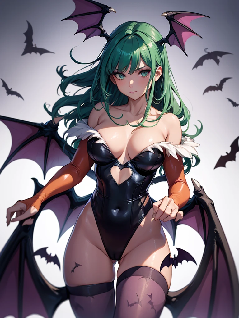 (masterpiece、top-quality、hight resolution、Unity 8k、extremely details CG:1,Best Picture), I want you to fuck me', says a married woman who presses the protagonist, nsfw, morrigan_aensland_aiwaifu,green_eyes,green_hair,breasts,bangs,demon_girl,head_wings,long_hair,wings,animal_print,pantyhose,bat_print,bat_wings,print_legwear,bridal_gauntlets,leotard,bare_shoulders,cleavage,large_breasts,black_wings,orange_gloves,thong_leotard,black_footwear,bat print,clothing_cutout,purple_wings,heart_cutout,low_wings,black_leotard,bat,highleg_leotard,purple_legwear,highleg,demon_wings,feather_trim,gloves,koakuma,cutout_above_navel,thighs,collarbone
