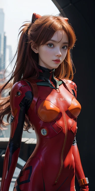 Super beautiful glowing eyes、red hairs、(((realisitic)))a picture, masterpiece, top-quality, 1girl in, a slender waist, top-quality, pale-skinned, Suryu Aska Langle, Plug Suit 02, Black background, (Face and eye details:1.1), Unique, red blush, ((full of shyness)), extremely delicate and beautiful girl, dynamicposes, (to8contrast style),