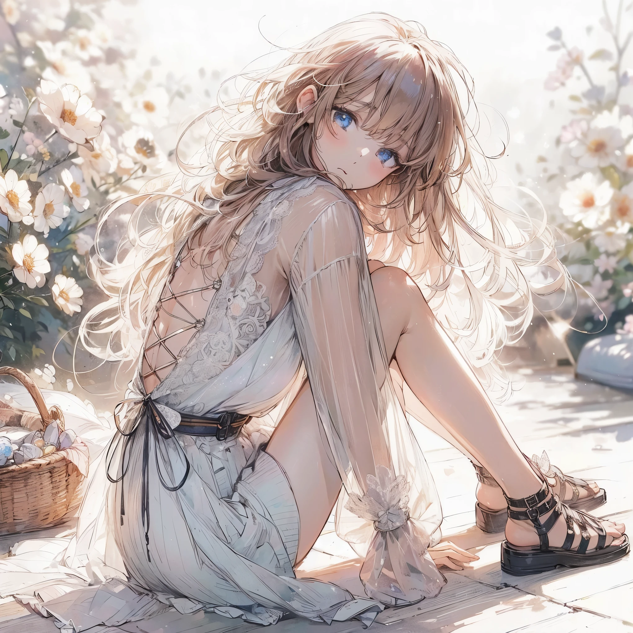 Official art using high-quality hand-drawn watercolor sketch techniques. (best quality,4k,8k,highres,masterpiece:1.2),ultra-detailed,beautiful detailed eyes,A girl with beautiful eyes, everyone, beautiful anime girl, cute anime girl, smooth anime art, anime style, elegant colors, soft lighting, delicate beautiful eyes, very coquettish, (beautiful large breast:1.2), (correct hands:1.2),