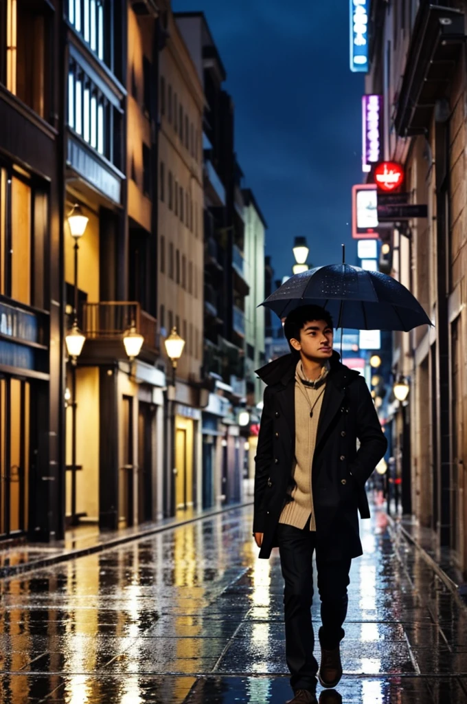 I went for a walk around the city. It is raining on the street, walking in pleasant weather gives a person a wonderful feeling.