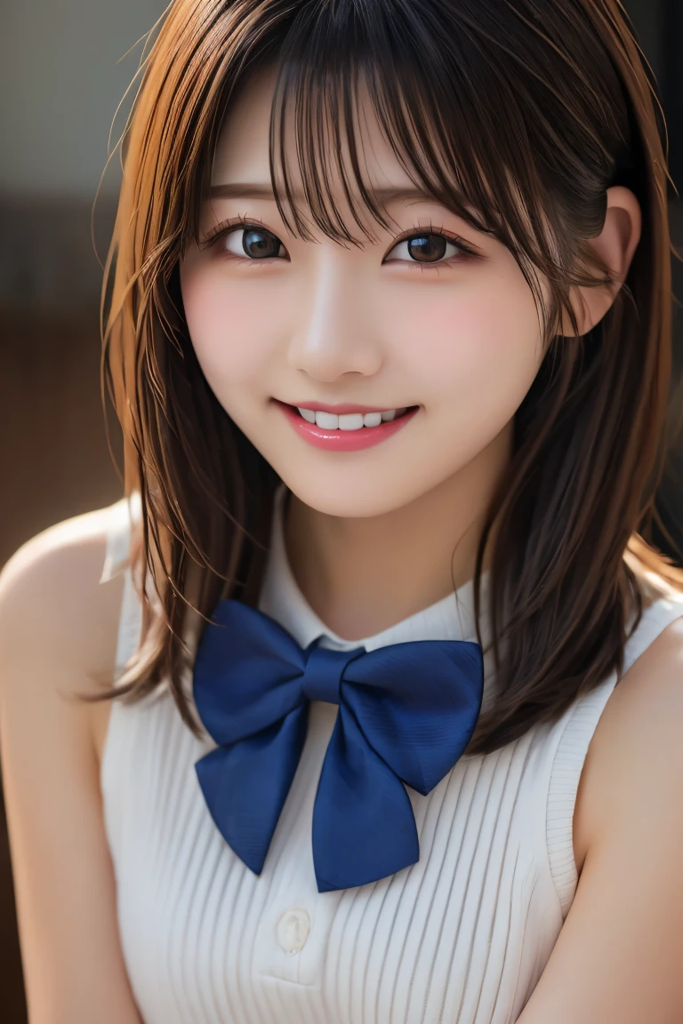 Highest quality, (beautiful)、Brown Hair、Bowtie、Close-up、smile、Big 、vaginal sex,