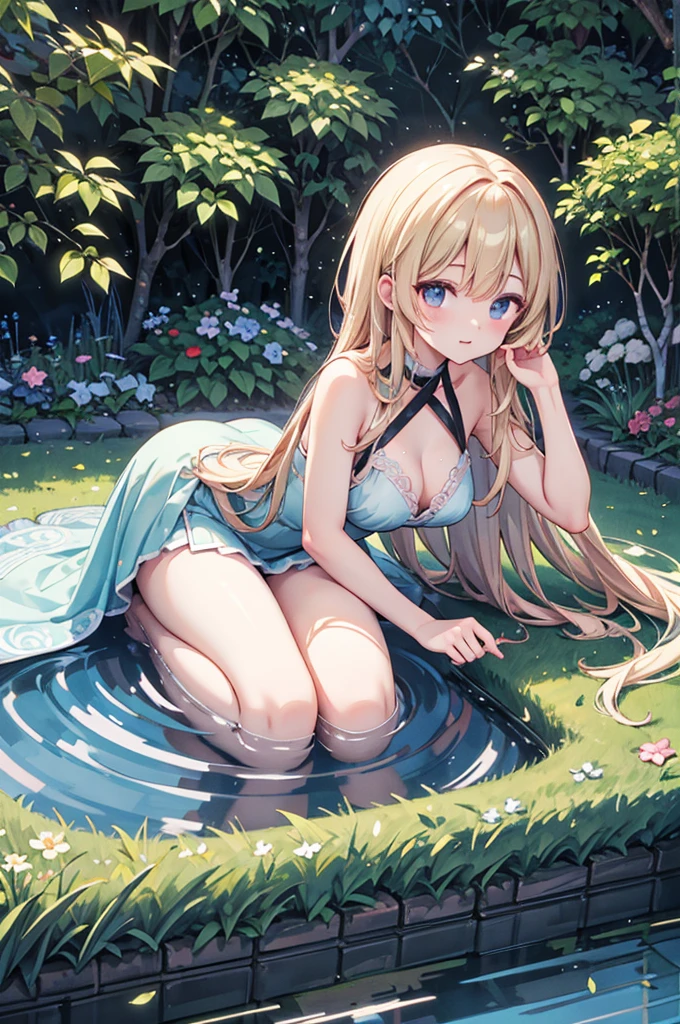 anime style, super fine illustration, highly detailed, dynamic angle, beautiful detailed, 8k, Summer afternoon in the garden, BREAK I&#39;m drinking tea with you.BREAK A shower of sprinklers pours down. BREAK A rainbow appears in the sky.BREAK maid,white cat years,girl,short hair,I notice you