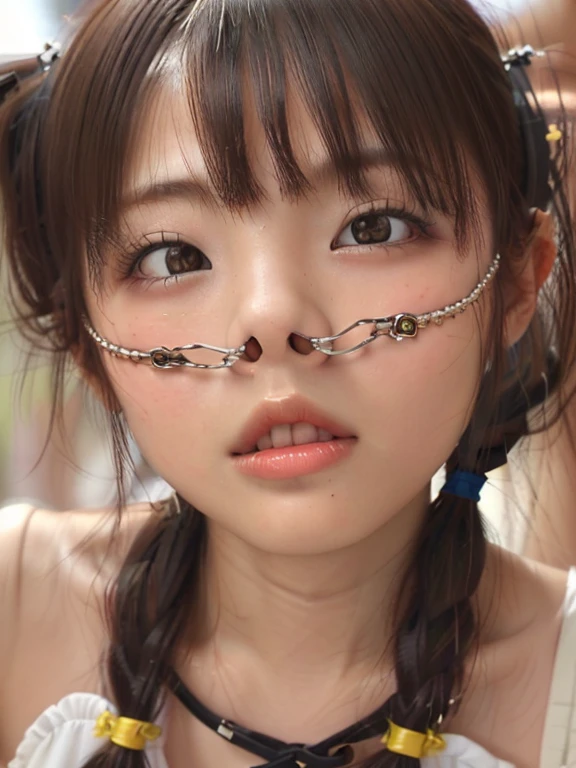 (Close-up portrait of a slender girl with small breasts in pigtails wearing summer clothes:1.3)、(No background:1.3)、(Anatomically correct:1.3)、(Complete Hand:1.3)、(Full Finger:1.3)、Photorealistic、RAW Photos、Tabletop、Highest quality、there is nothing、Delicate and beautiful、Perfect Face、Beautiful attention to detail、Fair skin、Real human skin、pores、((Thin legs))、(Black Hair)