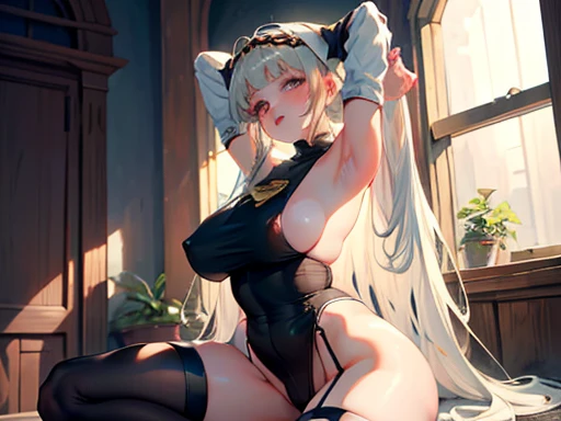 (Thin twin tails,Flaxen Hair),(One Girl,Baby Face,Petite),(Big Tits,valley,Big Breasts,Plump,Rocket Breasts,Saggy breasts,Erect nipples),(Big Ass,Big Butt,Plump butt),(Black monastic vestments,Nuns,Sister,With slits,Abstinent),(smile,Troubled face,Taunt,Saucy,lure),transformation,Lewd,garter belt,Alluring,Chapel,Tight clothing,Rosary,ドスケベSister,transformationNuns,Leg spread,Sloppy big,Armpit showing squatting