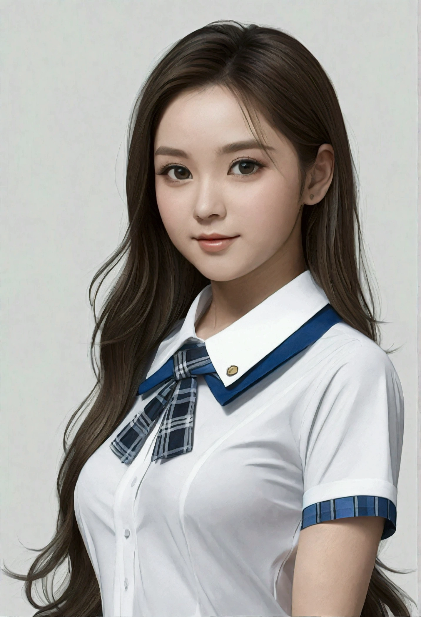 (masterpiece:1.2, Highest quality), (Realistic, photoRealistic:1.4), Beautiful illustrations, 
Looking at the audience, whole body, Front view:0.6, 
1 girl, Japanese, high School girl, (Long Hair:1.5), Hair fluttering, (Half Up, Half Updo), bangs, Hair between the eyes, Big Breasts:0.8, 
Beautiful Hair, Beautiful Face, Beautiful and beautiful eyes, Beautiful clavicle, Beautiful body, Beautiful breasts, Beautiful thighs, Beautiful legs, Beautiful fingers, 
(Beautiful views), , School,
((Collared short-sleeved shirt, White shirt, School uniform, Grey plaid pleated skirt, Blue checked bow tie)), White panties, 
(Are standing, , Lift up the skirt, Grab the hem of your skirt, please put your hand on your chest, Place your hands between your legs), 
blush, ,