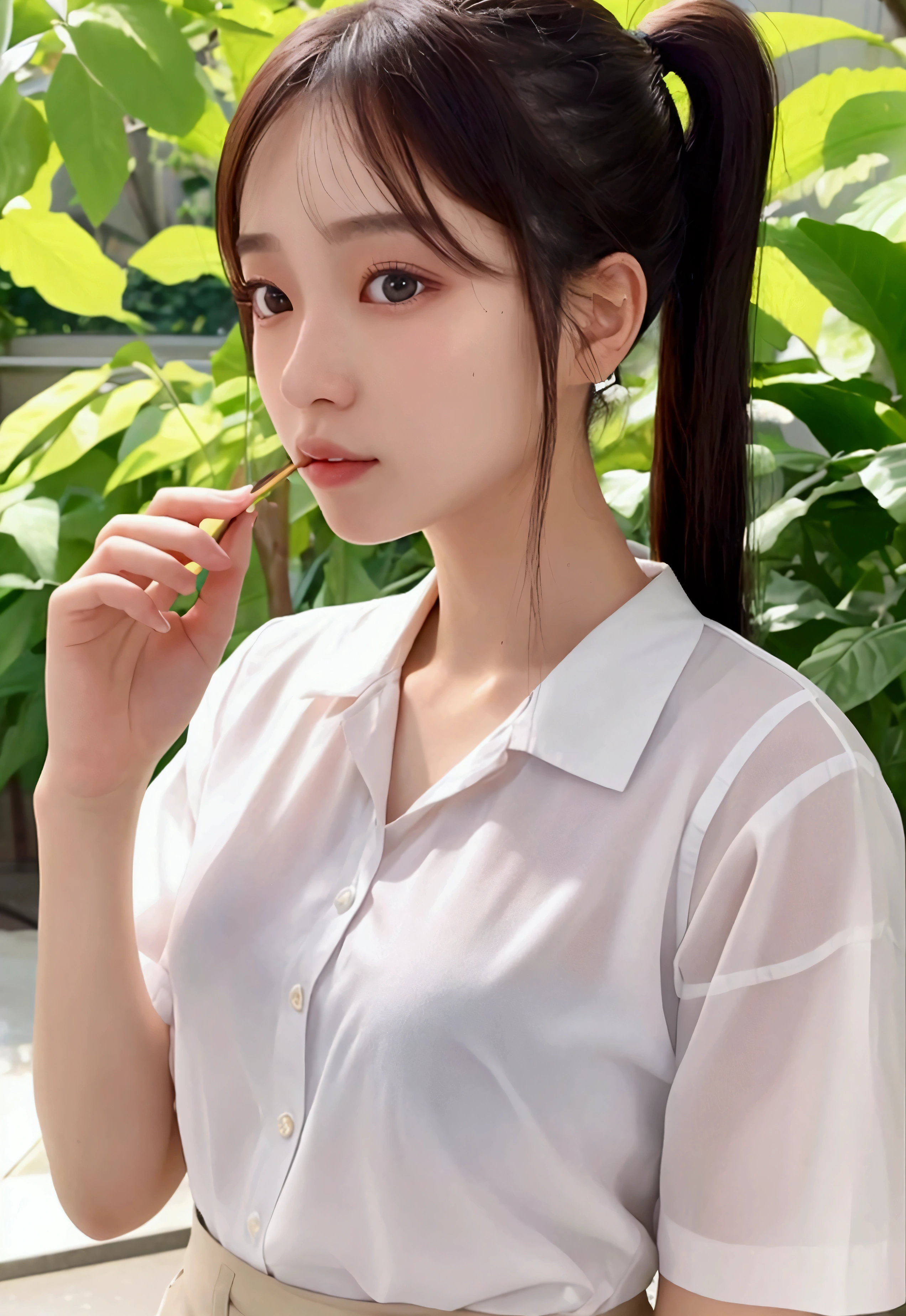 masterpiece:1.3), (8k, Photorealistic, RAW Photos, Best image quality: 1.4), Japanese, (1 girl), Beautiful Face, (A vivid face), (Twin tails:1.3), Beautiful hairstyle, Realistic eyes, Beautiful Eyes, (Realistic Skin), Beautiful Skin, Charm, Ultra-high resolution, Surreal, Attention to detail, Golden Ratio, Detail Makeup,Seeing the viewer,Small breasts、Wet short-sleeved shirt、haved pubic hair、((whole body)) information