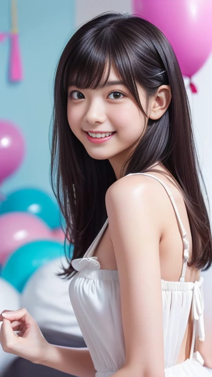 Soft tone photos, (((whole body)))、One Girl,japanese model girl,Side-by-side bangs,(Black tanned skin:1.1),pretty girl,Flat Chest, break (Cute and pop professional photos:1.3), (The nostalgic Lolita-style T-back is cute....:1.3), (in pretty girly colorful room, stuffed toy, balloon:1.3), break fun feeling,Cute feeling, (Dynamic pose:1.3),Dynamic Angle, (Talk to the next person:1.3), (Happy expression, Shining Eyes, smile:1.1), break (Absurd:1.3),8k,(Detailed Photos:1.5),(Detailed face and skin:1.3),(Ultra-high resolution:1.5),(Realistic:1.5),Symmetric, Clear Eyes,Well-groomed face,(Ray Tracing:1.3)
(Dynamic pose:1.3),Dynamic Angle,
(Talk to the next person:1.3),
(Happy expression, Shining Eyes, smile:1.1),
break,smile
(Absurd:1.3),8k,(Detailed Photos:1.5),(Detailed face and skin:1.3),(Ultra-high resolution:1.5),(Realistic:1.5),Symmetric, Clear Eyes,Well-groomed face,(Ray Tracing:1.3)